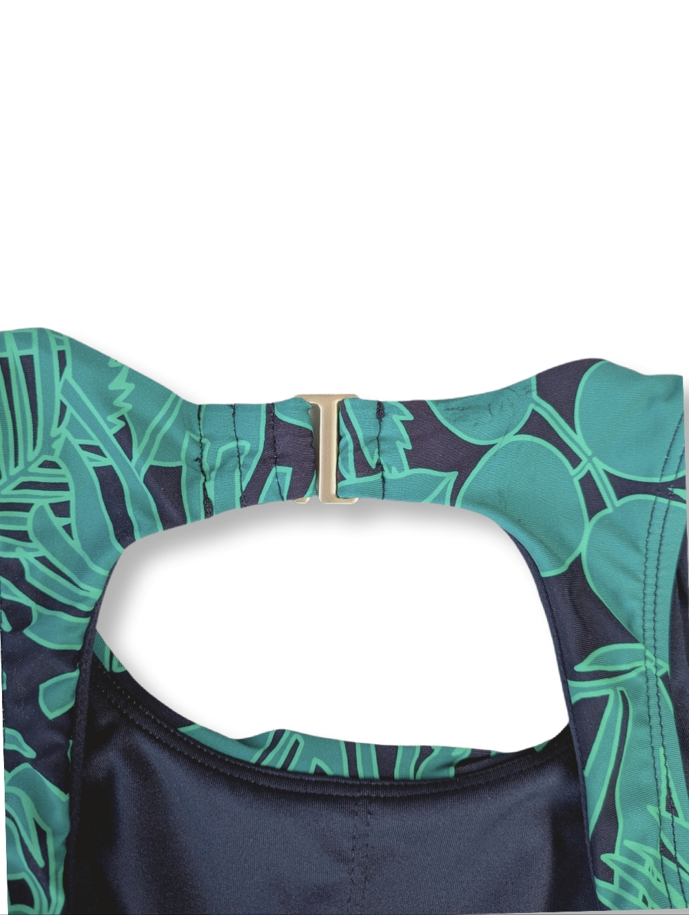 NWOT Lands' End Womens One-Piece Swimsuit Tropical Green Navy Pattern Size L - Picture 5 of 7